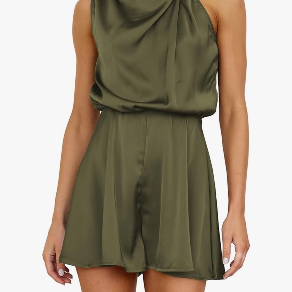 Elegant Olive Green Sleeveless Romper